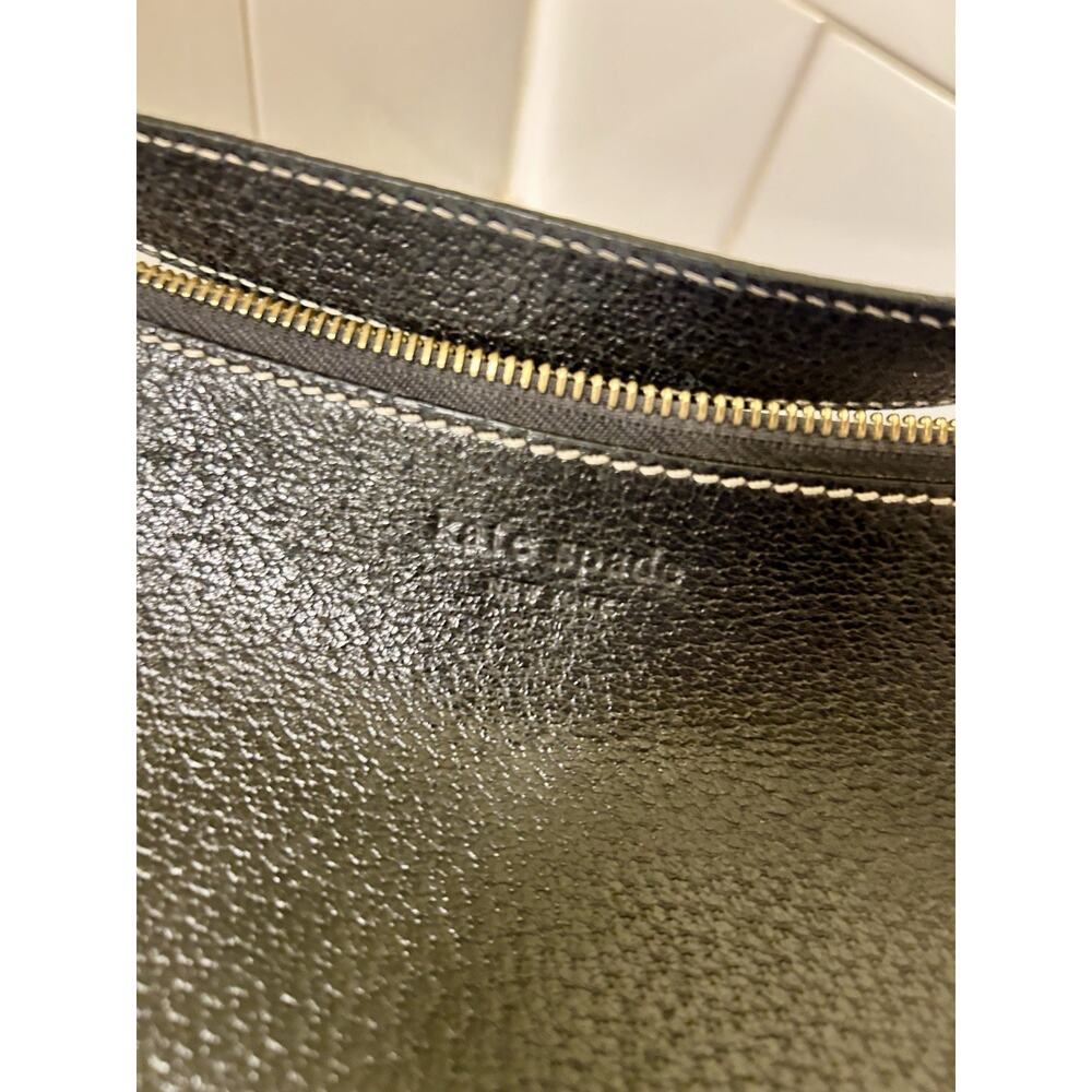 Kate Spade New York Black Pebbled Leather Baguette Shoulder Bag Dot Lining - Picture 2 of 8